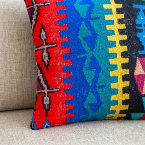 Vintage Kilimli Yastık Kılıfı PLLWSQR1359 - 40x40