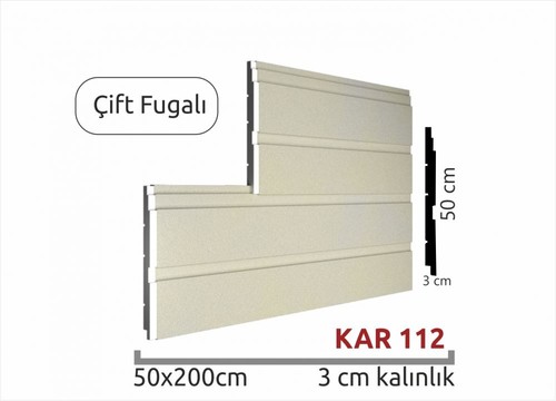 Çift Fugalı Strafor Dış Cephe Duvar Paneli 3cm KAR 112-200x50cm