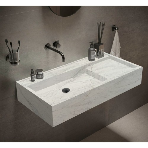 İmperial White Cilalı Modern Dikdörtgen Mermer Lavabo