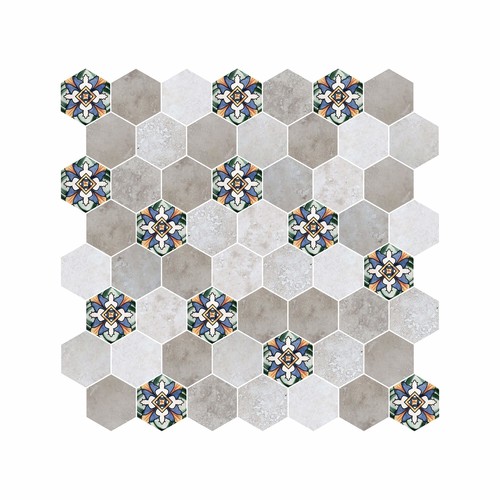 Hexagon Dijital Baskılı Cam Mozaik FBDJ 061