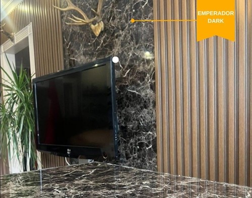 Mermer Desenli Pvc Duvar Panel Emperador Dark - 122x244