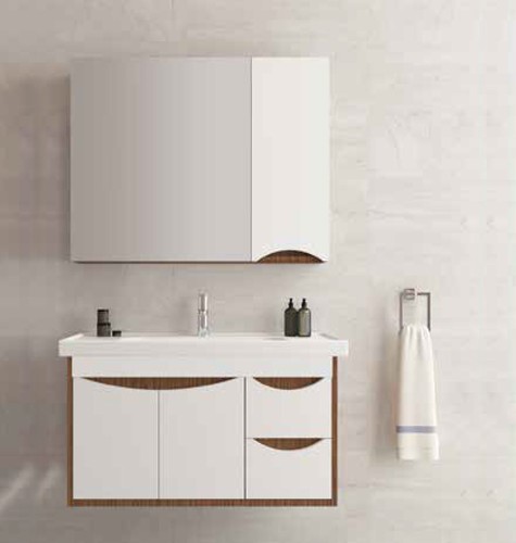 Solo Latin Ceviz Beyaz Banyo Dolabı 80cm