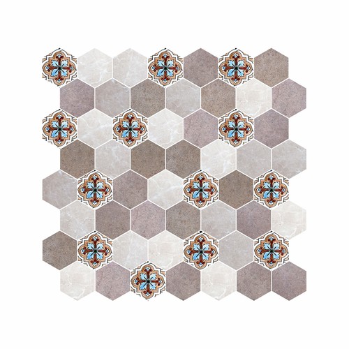 Hexagon Dijital Baskılı Cam Mozaik FBDJ 062