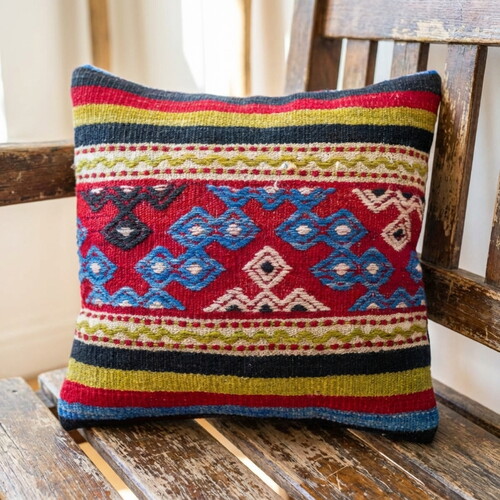 Vintage Kilimli Yastık Kılıfı PLLWSQR1374 - 40x40