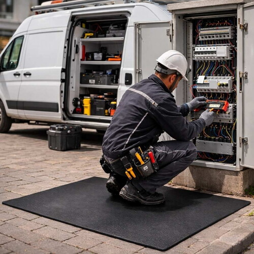 Elektrik İzolasyon Matı | Elektrik Pano Önü Yalıtkan Paspas | EPDM İzole Halı 6 mm - 90x100 cm