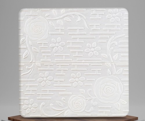 Kendinden Yapışkanlı Duvar Paneli Beyaz Çiçek YA17-01 - 70x70