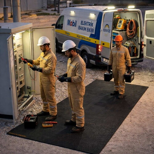 Elektrik İzolasyon Matı | Elektrik Pano Önü Yalıtkan Paspas | EPDM İzole Halı 9 mm - 90x200 cm