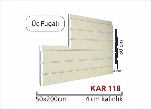 Üç Fugalı Strafor Dış Cephe Duvar Paneli 4cm KAR 118-200x50cm