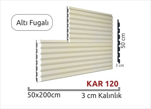 Altı Fugalı Strafor Dış Cephe Duvar Paneli 3cm KAR 120-200x50cm