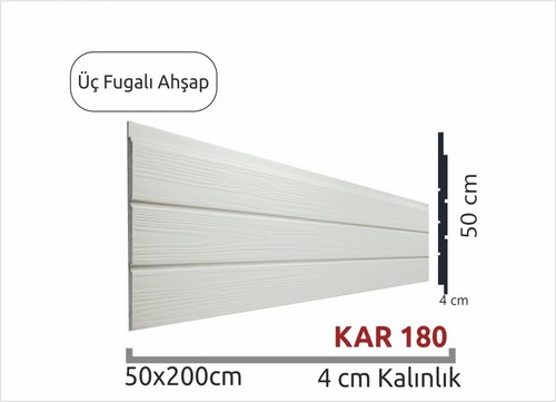 Üç Fugalı Strafor Ahşap Görünümlü Dış Cephe Duvar Paneli 4cm KAR 180-200x50cm
