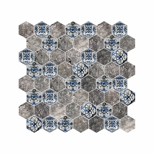 Hexagon Dijital Baskılı Cam Mozaik FBDJ 077