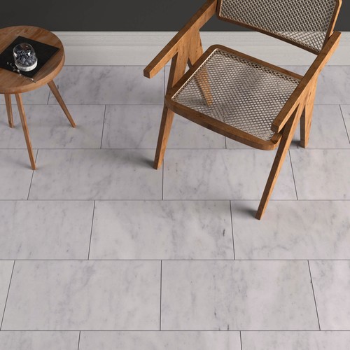 Carrara White Cilalı Mermer Yer Döşemesi-30x60x2cm