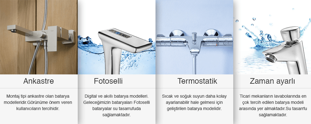 Batarya ve musluk modelleri